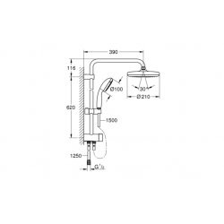 Επίτοιχο Σύστημα ντους με διανομέα Tempesta System 210 26381001 Χρωμέ Επίτοιχο Σύστημα ντους με διανομέα Tempesta System 210 26381001 Χρωμέ